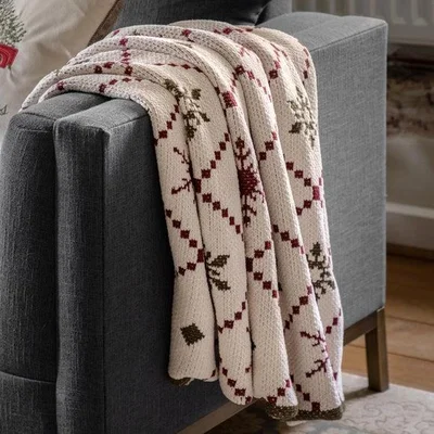 Dunelm Classic Patterned Plush Woven Throw Blanket
