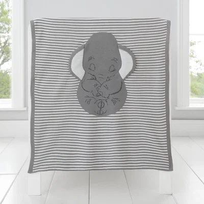 Dunelm Dumbo Knitted Blanket Grey and White