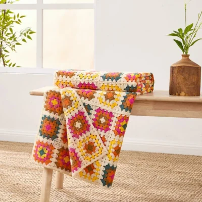 Dunelm Vintage Emporium Crochet Throw Blanket 130cm x 180cm