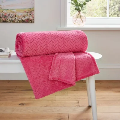 Dunelm Amelia Recycled Throw, 200cm x 200cm Fuchsia