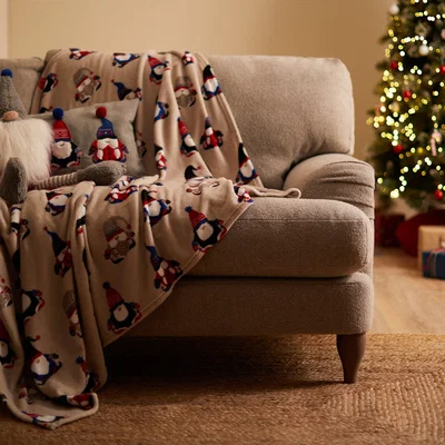 Dunelm Nordic Nomad Gnome Fleece Blanket MultiColoured