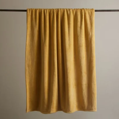 Dunelm Seriously Soft Recycled Throw, 220x220cm Ochre (Yellow)