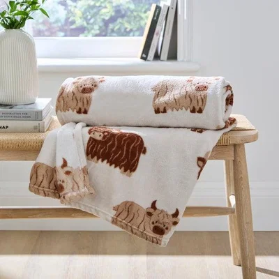 Dunelm Highland Cow Fleece 130cm x 170cm