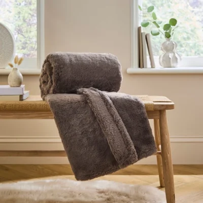Dunelm Double Sided Faux Fur Throw Blanket