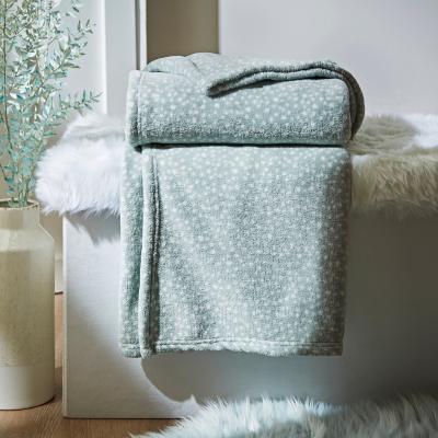 Dunelm Printed Fleece Dotty Throw 130x160cm Duck Egg Seafoam