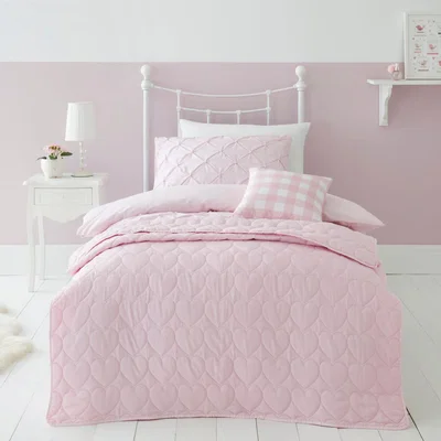 Dunelm Pink Heart Bedspread Pink