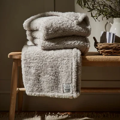 Dunelm Dunelm Grey Teddy Bear Throw 200cm x 200cm Teddy Grey