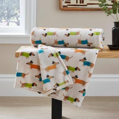 Dunelm Sam the Sausage Dog Throw Blanket 130cm x 170cm