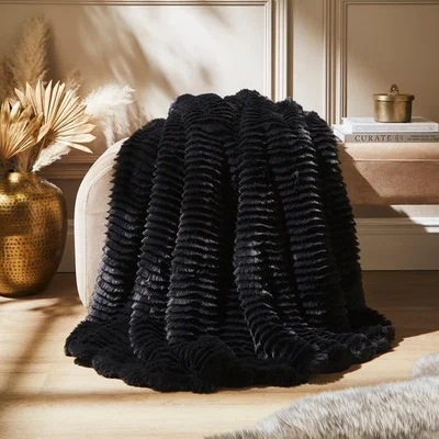 Dunelm Feather Fur Throw Blanket, 130cm x 180cm