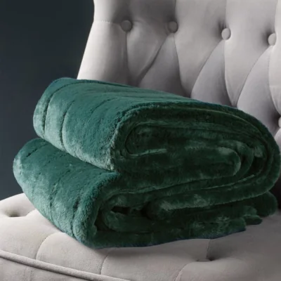Dunelm Empress Faux Fur Throw Emerald Green