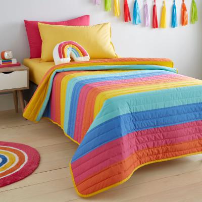 Dunelm Elements Striped Pink Bedspread Light Pink