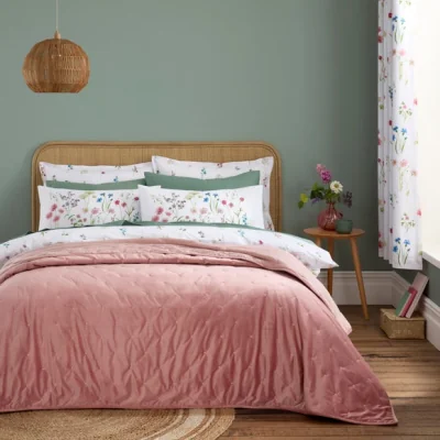 Dunelm Pippa Bedspread Pink