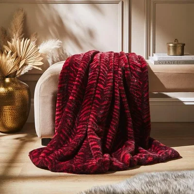 Dunelm Tiger Print Faux Fur Throw Blanket 130cm x 180cm
