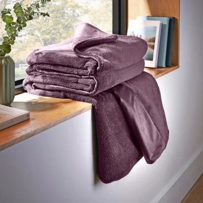 Dunelm Lenon Plush Throw Aubergine (Purple)