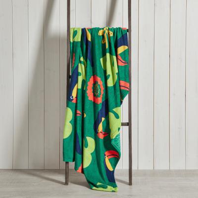 Dunelm Tropical Toucan Fleece Blanket Light Green