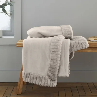 Dunelm Catherine Lansfield Faux Velvet 150cm x 200cm Throw Brown