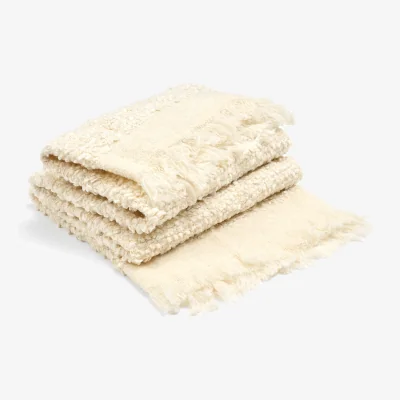 Feather & Black Julia Fringed Boucle Throw - Ecru