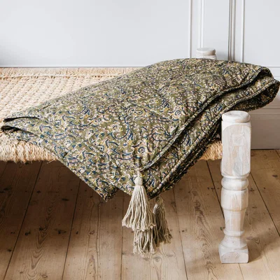 Graham & Green Tasselled Floral Quilt