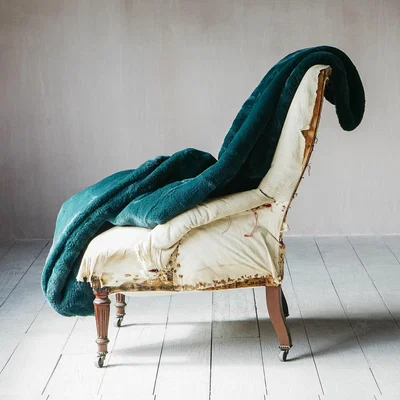 Graham & Green Bottle Green Faux Fur Throw