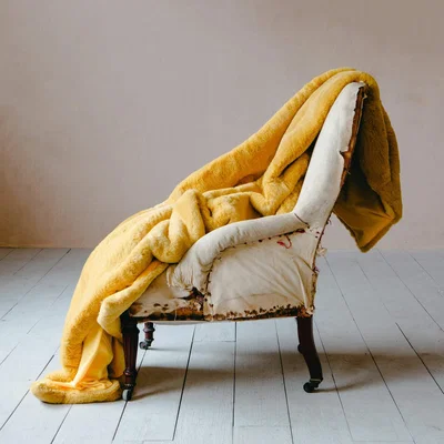 Graham & Green Golden Yellow Faux Fur Throw