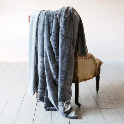 Graham & Green Charcoal Tipped Faux Fur Throw