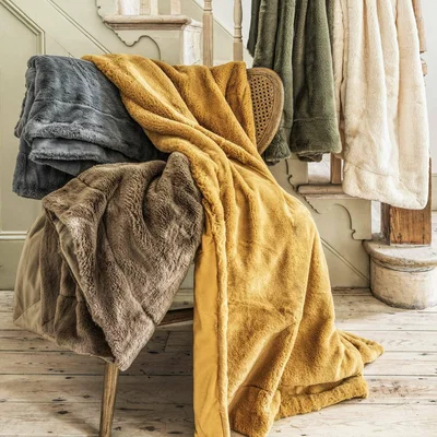 Graham & Green Grey Faux Fur Throw
