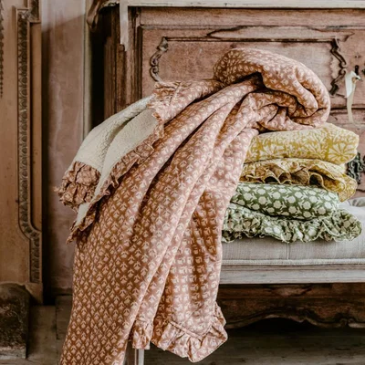 Graham & Green Graham and Green Eliza Floral Block Printed Sherpa Throw