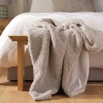 Habitat Habitat Faux Shearling Throw - Grey - 150x200cm