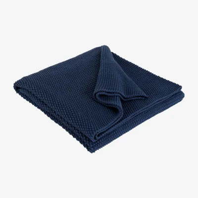 Habitat Habitat Paloma Knitted Cotton Throw - 125x170cm - Blue