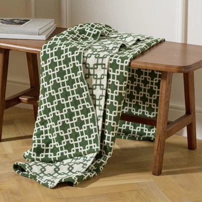 Habitat Habitat Chain Geo Throw - Green - 150x125cm