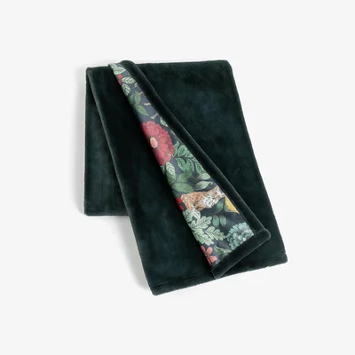 Habitat Habitat Manor House Stag Velvet Floral Throw - Emerald