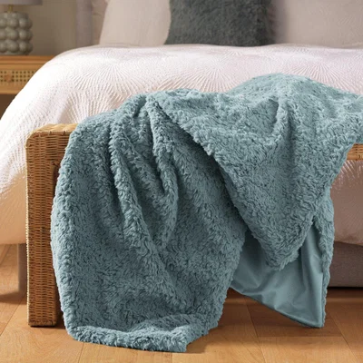 Habitat Habitat Faux Fur Textured Throw - Blue - 150x200cm