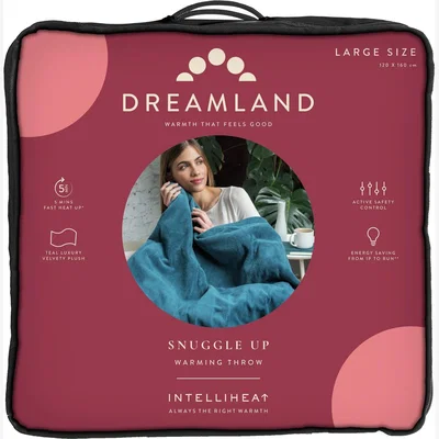Habitat Dreamland Snuggle Up Teal Heated Throw - Large