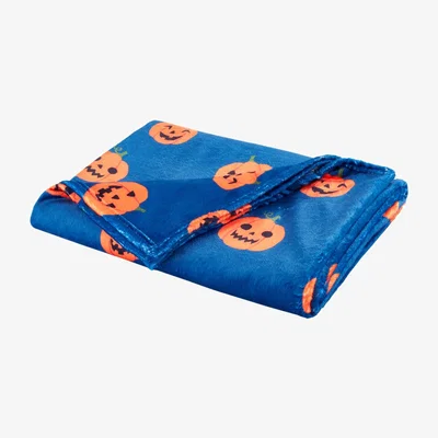 Habitat Catherine Lansfield Pumpkin Fleece Throw - Navy - 130x170cm