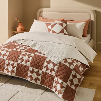 Habitat Habitat Quilted Motif Terracotta Bedspread - 220x200cm