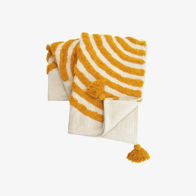 Habitat Habitat Geo Tufted Throw - White & Yellow - 125x150cm