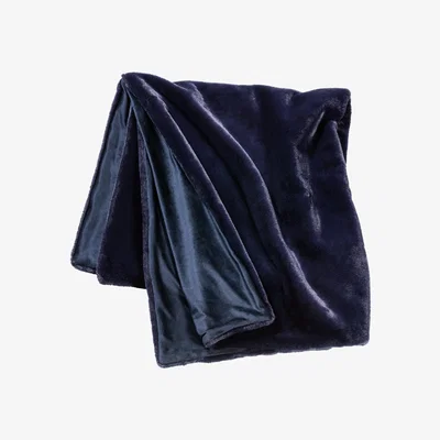Habitat Habitat Faux Fur Plain Throw - Navy