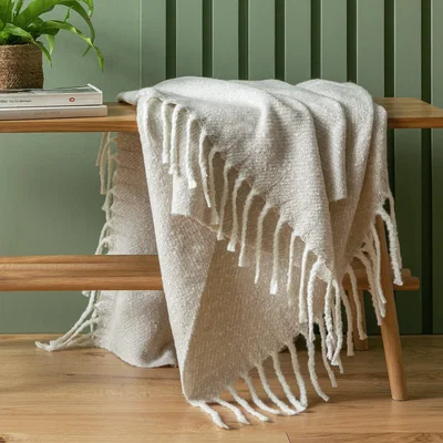 Habitat Habitat Faux Mohair Stripe Throw - Latte - 125 x 150cm