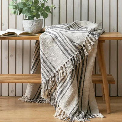 Habitat Habitat Yarn Dye Stripe Throw - Natural - 125x150cm