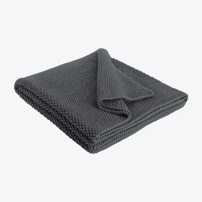 Habitat Habitat Paloma Knitted Cotton Throw - 125 x 170cm - Grey