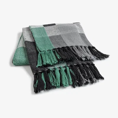 Habitat Habitat Block Woven Throw - Grey - 125x150cm