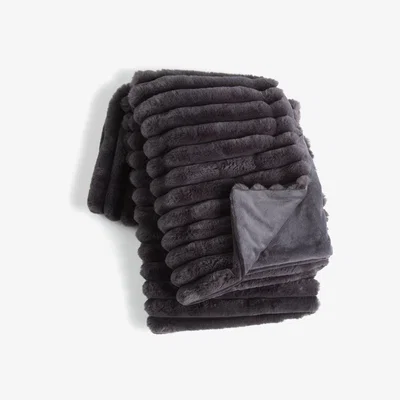Habitat Habitat Ribbed Faux Fur Throw - Charcoal - 125X150cm