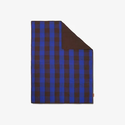 Heal's ferm LIVING Grand Quilted Blanket Choco/Bright Blue 120 x 170cm