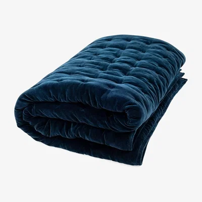 Heal's Heal's Velvet Quilt Midnight Blue 240 x 260cm - Heal's UK Furniture