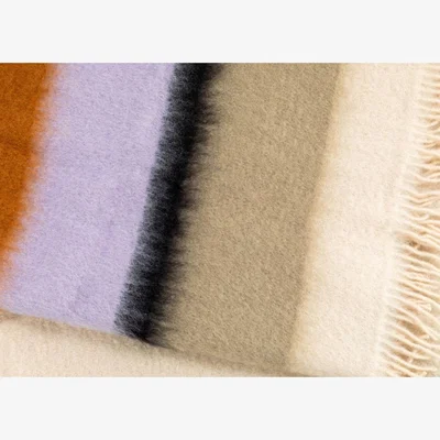 Heal's Mantas Ezcaray Mohair Stripe Throw Serenity Snow 130 x 200cm