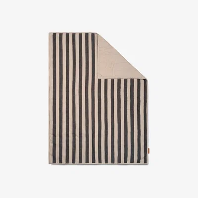 Heal's ferm LIVING Grand Quilted Blanket Sand/Black 120 x 170cm