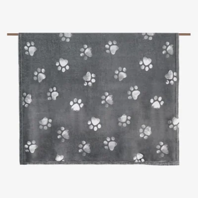 Homebase Printed Super Soft Throw- Paw Design - 125x150cm
