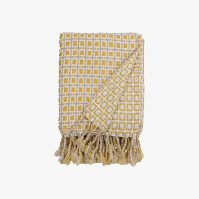 Homebase House Beautiful Geo Throw - Mist & Ochre - 150x183cm