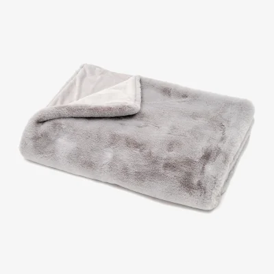 Homebase Faux Fur Rabbit Throw - 125x160cm - Vapour