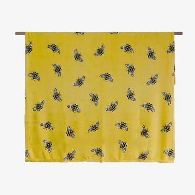 Homebase Printed Super Soft Throw- Bumble Bee Design - 125x150cm